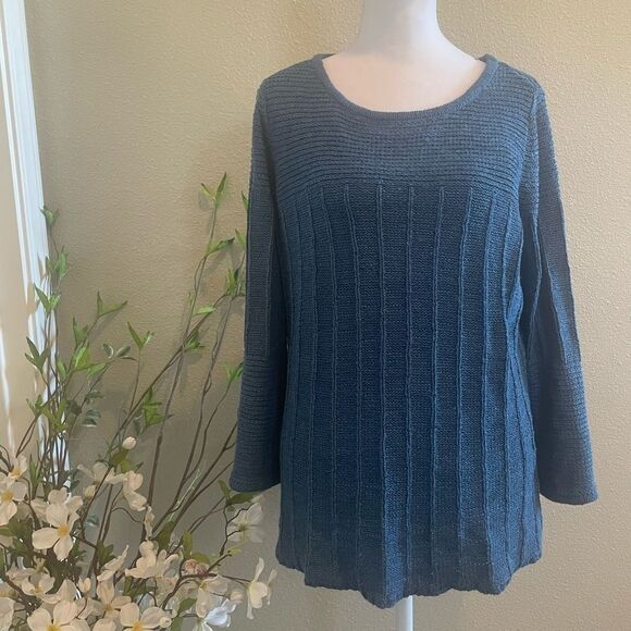 Charter Club Women's Ribbed Trim Crewneck Sweater Size M - Picture 1 of 8